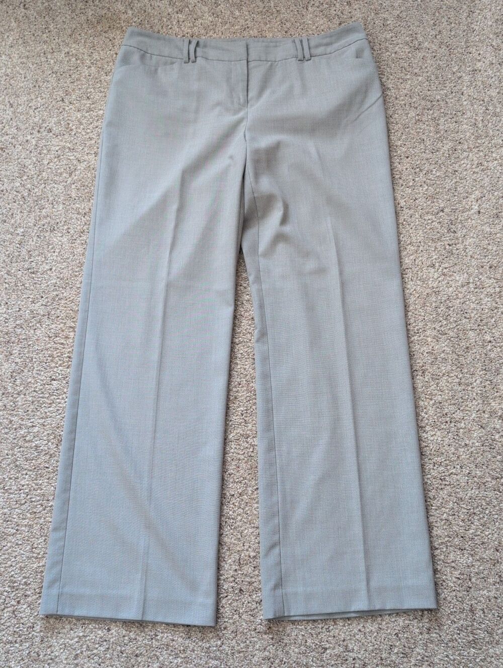 Axcess Liz Claiborne Womens Light Gray Flat Front Trouser Dress Pants 14 Stretch